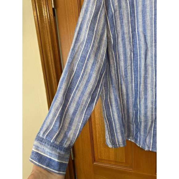 Women's Tommy Bahama Santiago Stripe Linen Blend Shirt Top Blouse Sz XL Travel - Picture 3 of 9